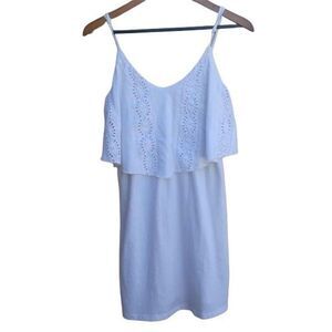 Vtg O'Neill 90's Boho Slip Dress Cotton Lace Flounce Ruffle Sundress White Sz S